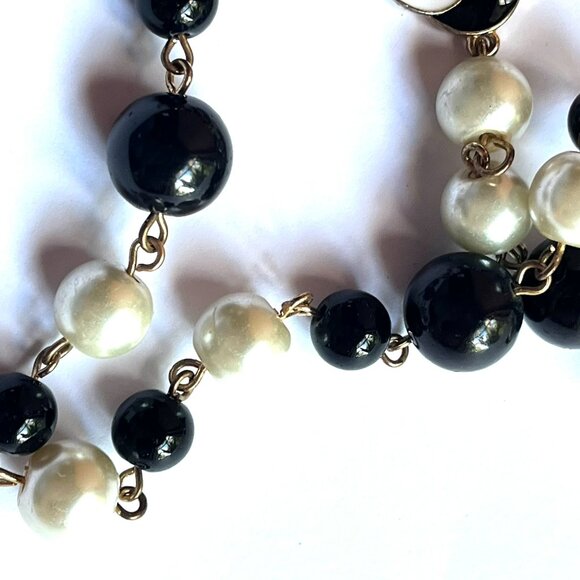 Misasha Pearl Black Bead Magnolia Long Sautoir Necklace - Picture 9 of 9
